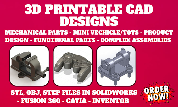 convert 2d image sketch to 3d printable model, cad product design stl step file