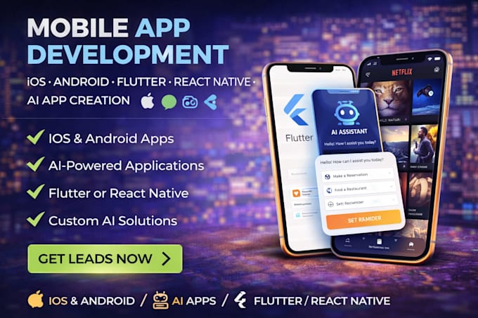 develop mobile app development ios android flutter react native ai app creation