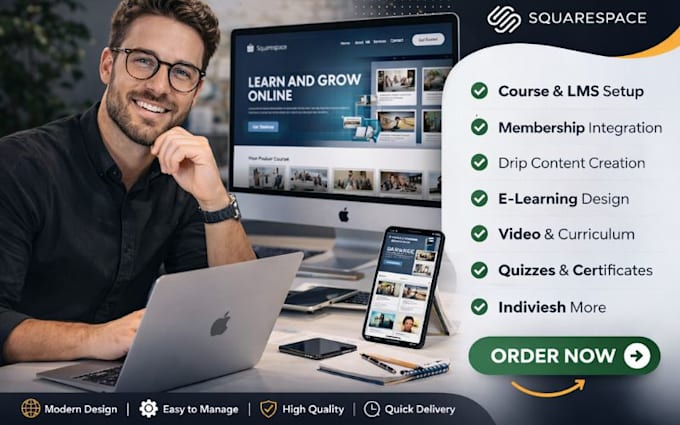 design squarespace online course website membership site e learning website