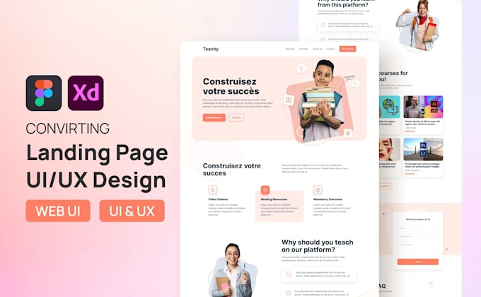 do professional UI UX landing page and web template design