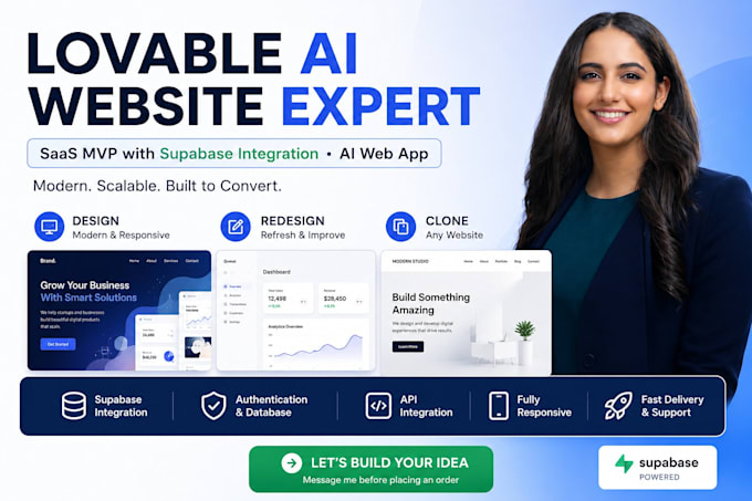 build lovable ai website, saas mvp with supabase integration, ai web app