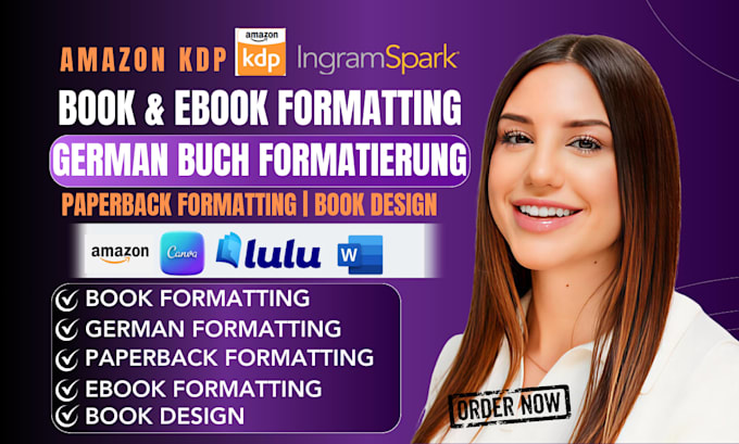 do german ebook formatting for amazon KDP, paperback formatting, book design