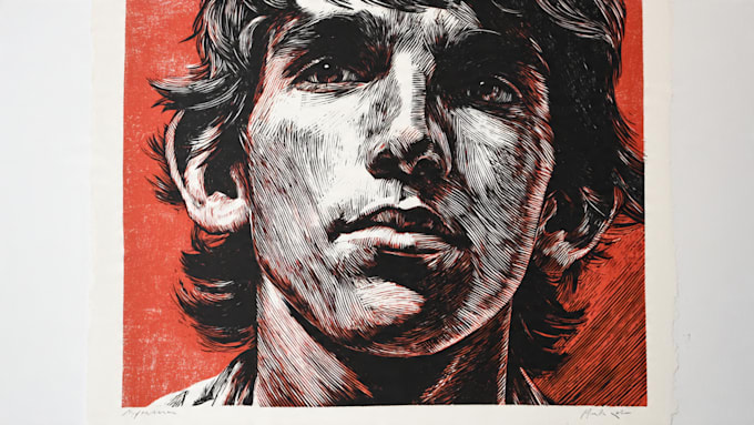 create a portrait print linocut