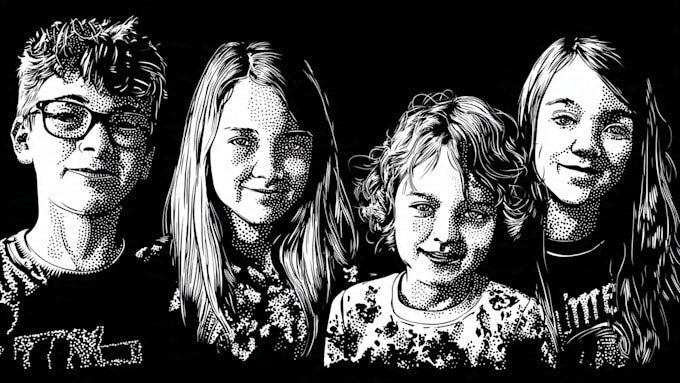 make custom portrait in linocut style