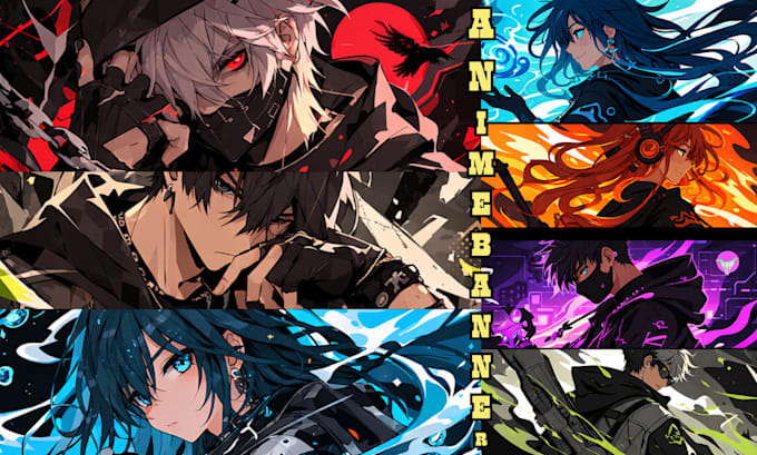 create anime gaming banner, overlay, poster,  header for your social channel