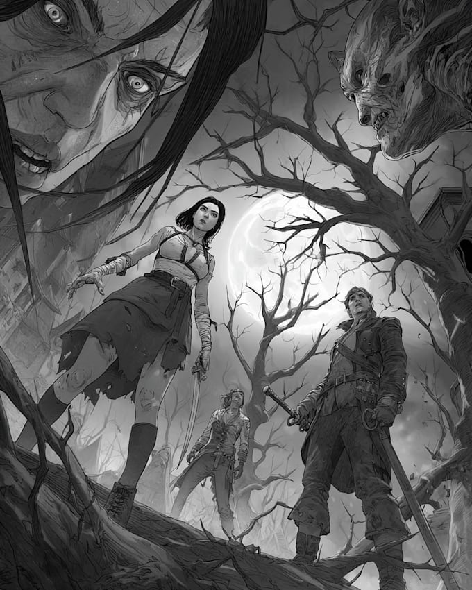 make a dark horror and fantasy horror character