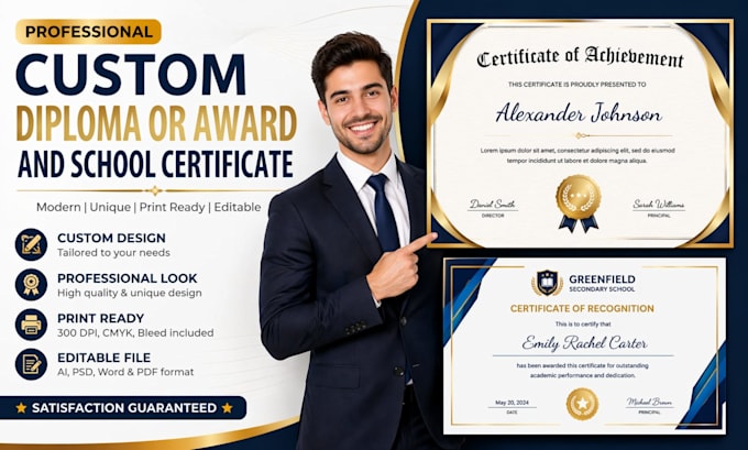 design custom diploma award computer school certificate gift card create voucher