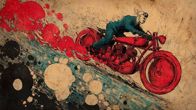 draw vintage illustration, distressed retro or comic art