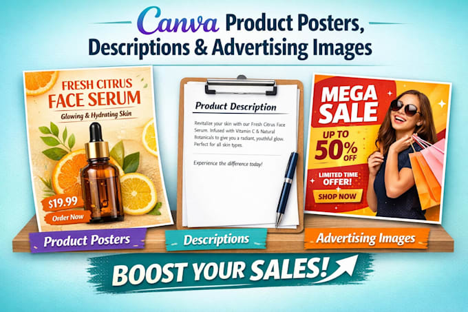 create high converting product ad poster design in canva