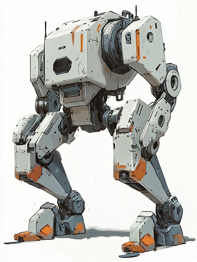 illustrate high quality futuristic mecha designs