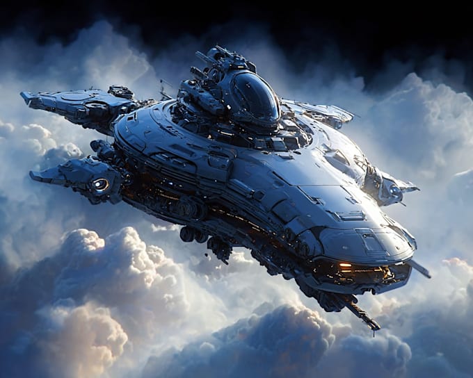 illustrate a spaceships and sci fi vehicles