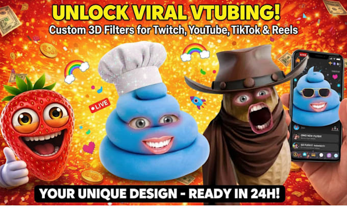 create custom 3d ar vtuber avatar for vrchat and snap camera lens studio stream