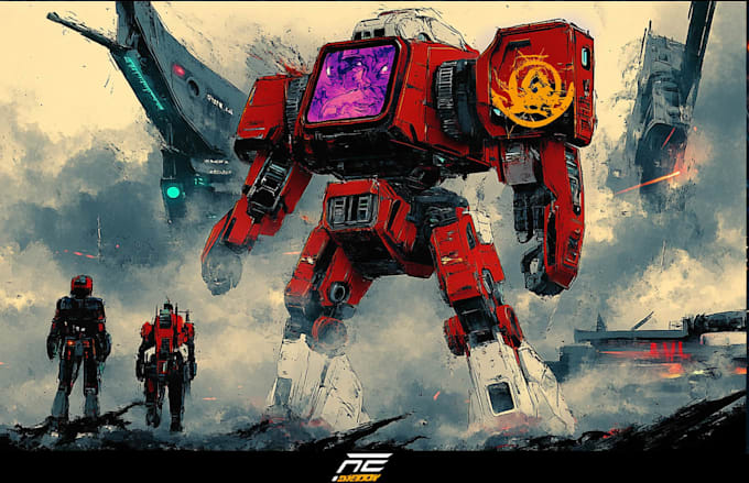 create retro mecha or scifi gundam art