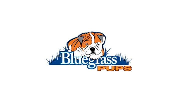 design minimal blue grass dog animal logo
