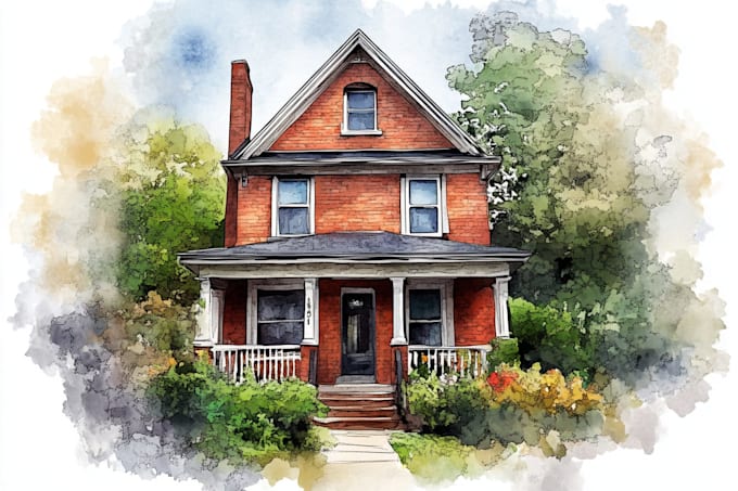Create a custom hand painted watercolor house portrait by Juwanleone ...