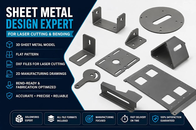 create 3d sheet metal designs, flat patterns and dxf files
