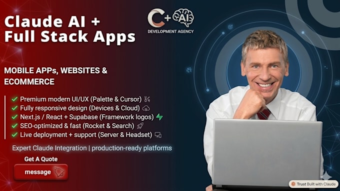 develop a full mvp mobile app, full stack website and ecommerce with claude