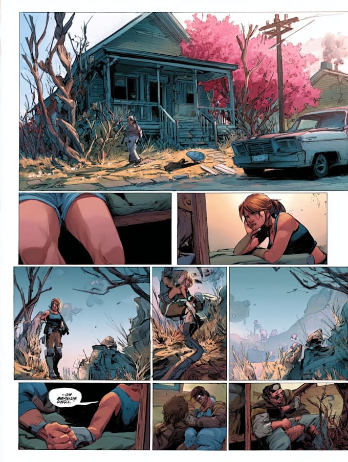 design a digital comic strip with engaging storytelling