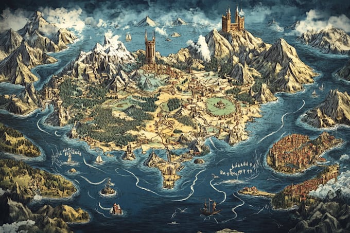 design a unique vector map, realistic or fantasy