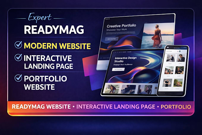 design modern readymag website, interactive landing page or portfolio website