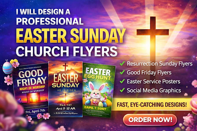 easter sunday church flyer, easter services posters, easter logo and egg hunt