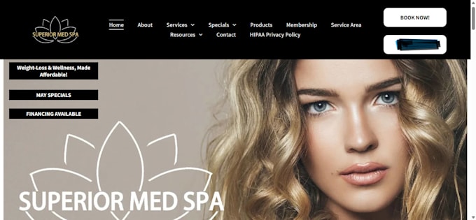 design med spa wordpress website with booking for botox and aesthetic clinics