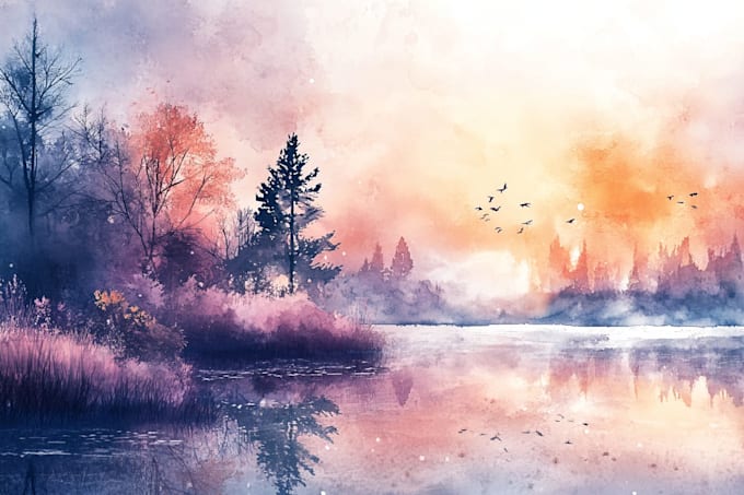design watercolor landscape illustration