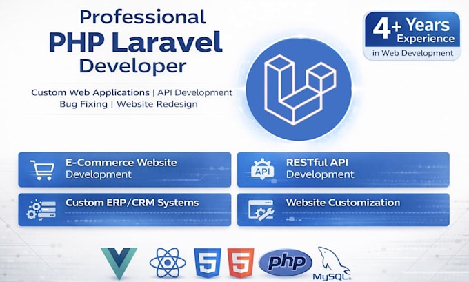 develop web apps and rest apis as full stack PHP laravel developer
