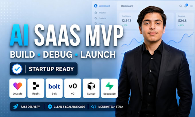 build, debug and launch ai saas mvp using lovable, replit, bolt, v0 and supabase