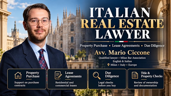 be your italian real estate lawyer and assist with property purchase contracts