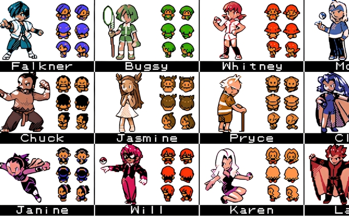 create custom pokémon style pixel art sprite aseprite for games, avatars