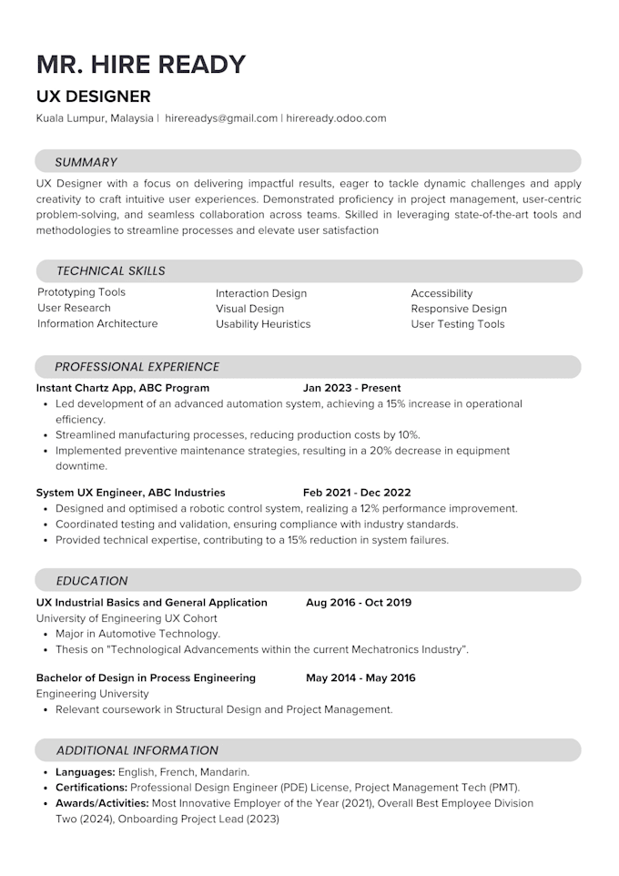design a professional ats friendly resume