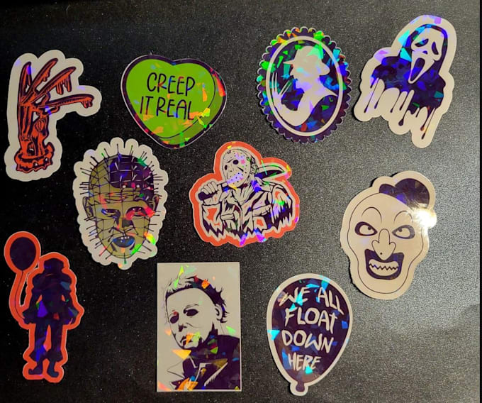 make custom chibi horror, scary characters logo for t shirts design