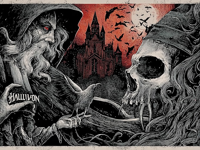 create chilling vintage horror character art