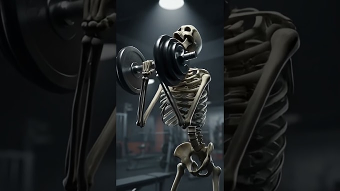 create cinematic ai skeleton action shot video animation