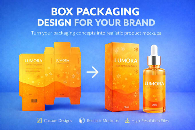 do modern box packaging design with dieline and 3d mockup