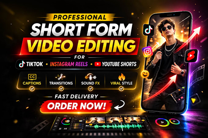 professionally edit high retention tik tok, reels and shorts with captions