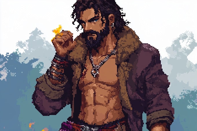 draw detailed pixel art character