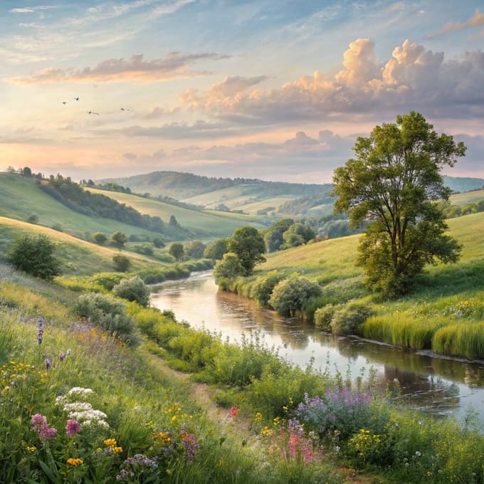 draw a watercolor landscape illustration