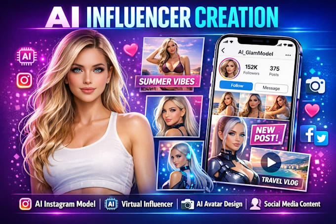 create realistic ai influencer ai model for instagram brand virtual influencer