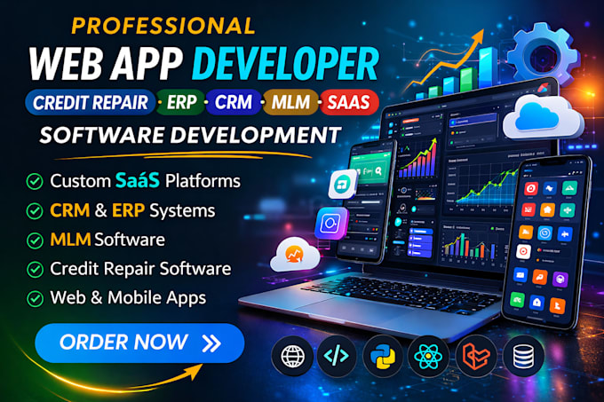be web app developer credit repair software developer erp crm mlm saas developer