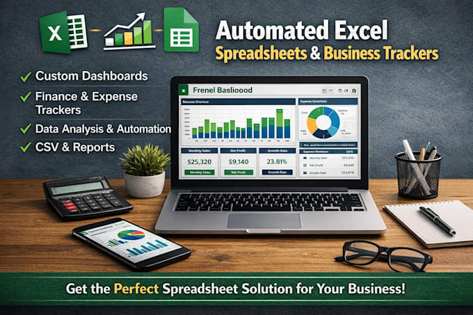 create automated excel spreadsheet business trackers dashboards and csv