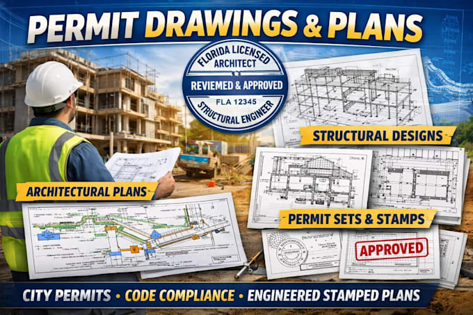 do architect permit drawings autocad floor plan blueprint drafting city permit