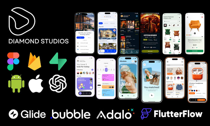 mobile app development flutterflow glide bubble io fintech flutter app developer