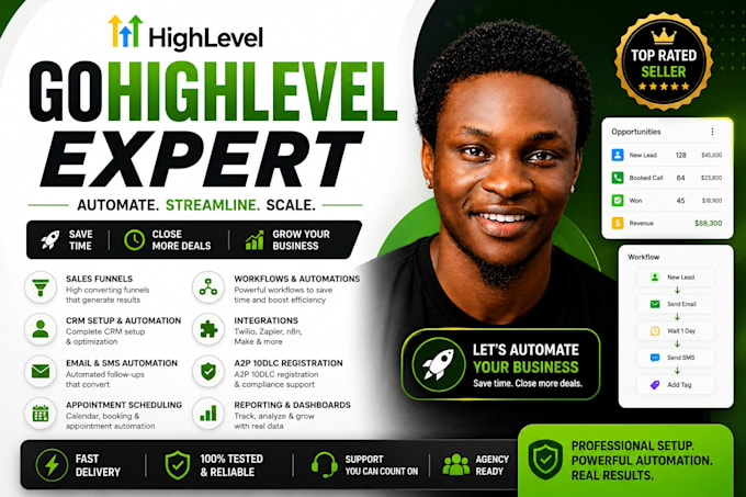 be your gohighlevel expert VA for CRM, automation and sales funnels