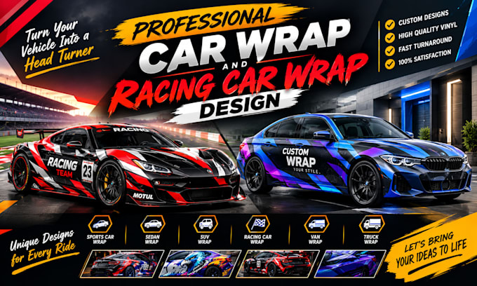 create professional racing car wrap and itasha car wrap design