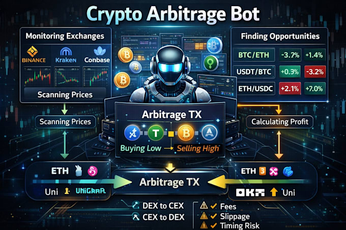 build crypto arbitrage bot, dex arbitrage bot, arbitrage bot, crypto trading bot