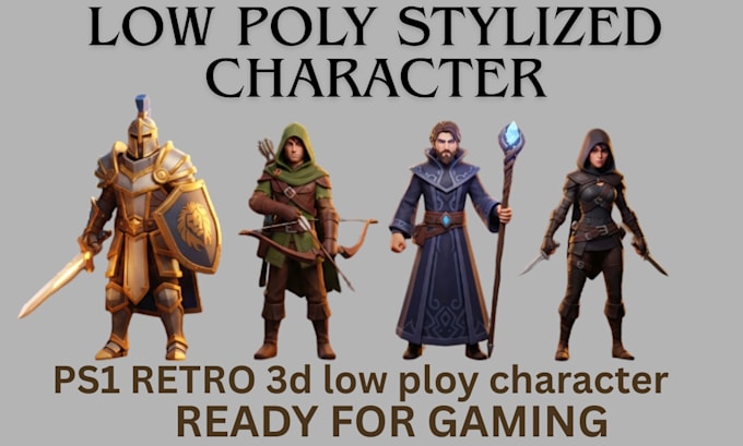 create and rig retro ps1 style low poly 3d models, characters for games assets