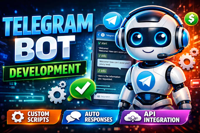 develop a custom telegram bot using  python telegram api bot automation