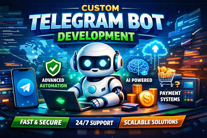 develop a custom telegram bot using  python telegram api bot automation